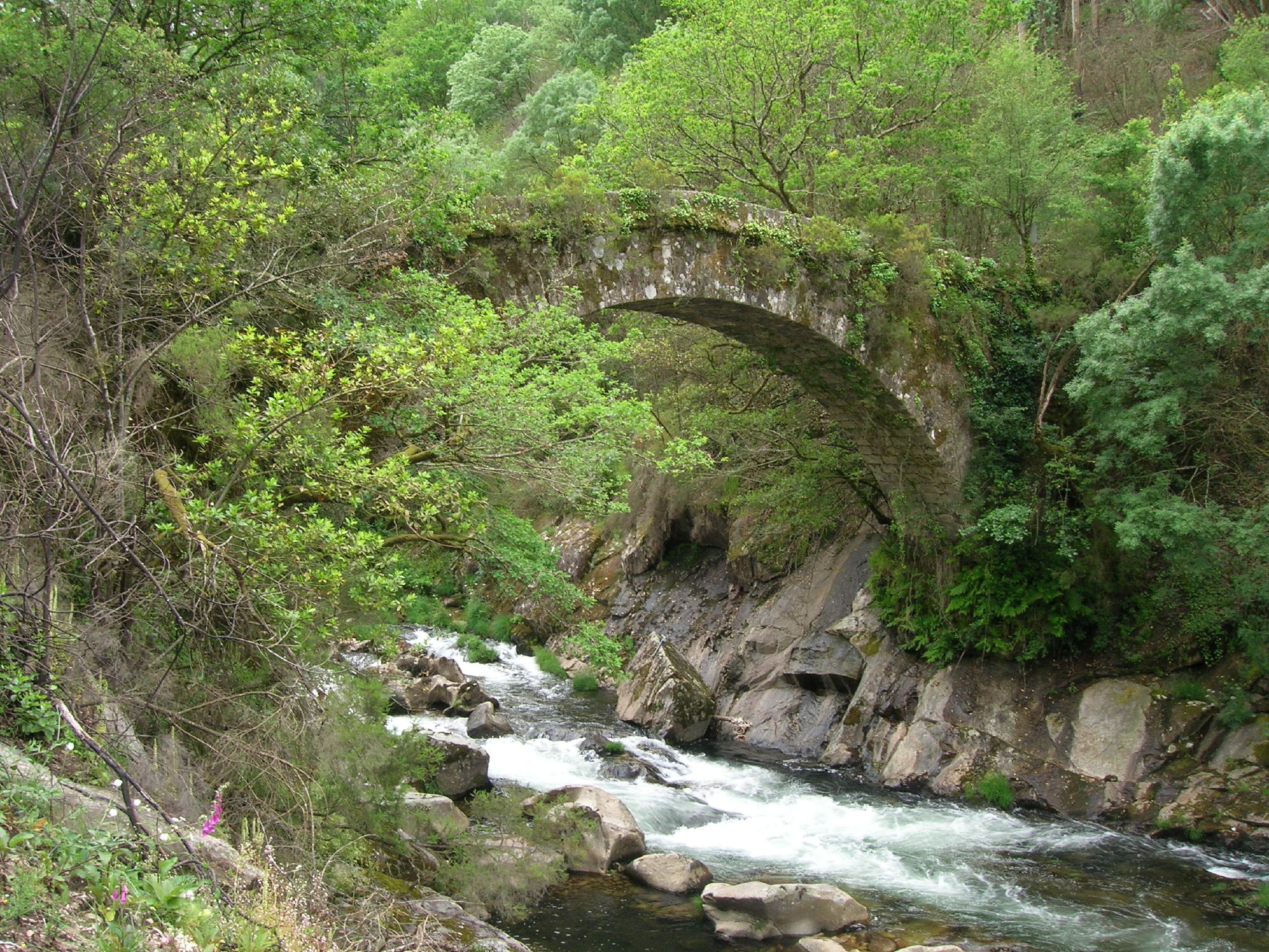 San Xurxo bridge over the Lerez River, in Cotobade